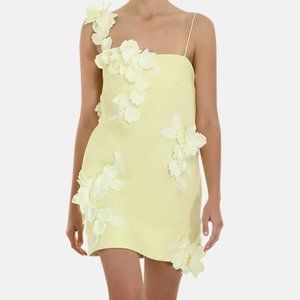 Zimmerman High Tide Shift Flower Applique Mini Dress Lemon